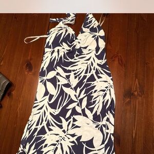 Tommy Bahama One Shoulder Navy and White Dress
